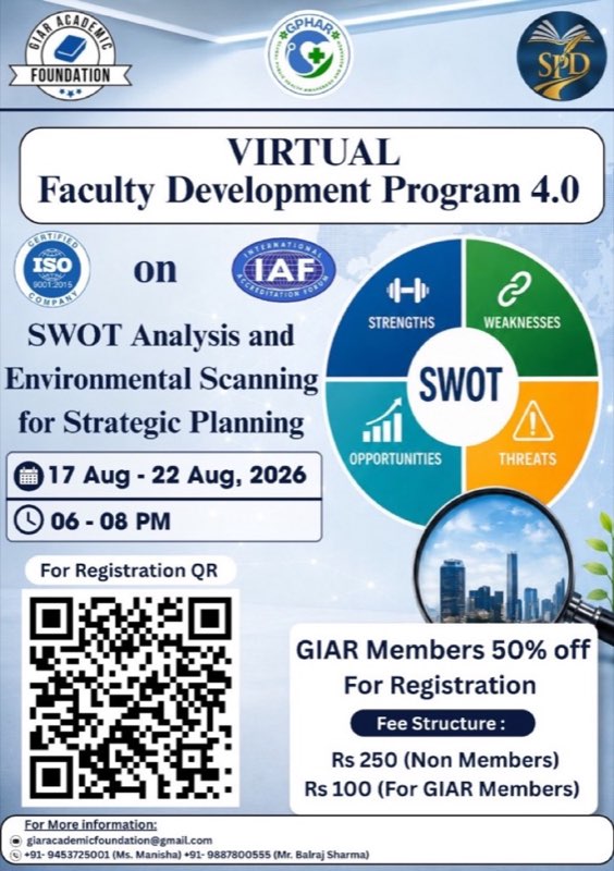 Virtual Faculty Development Program 4.0: SWOT Analysis & Environmental Scanning for Strategic Planning