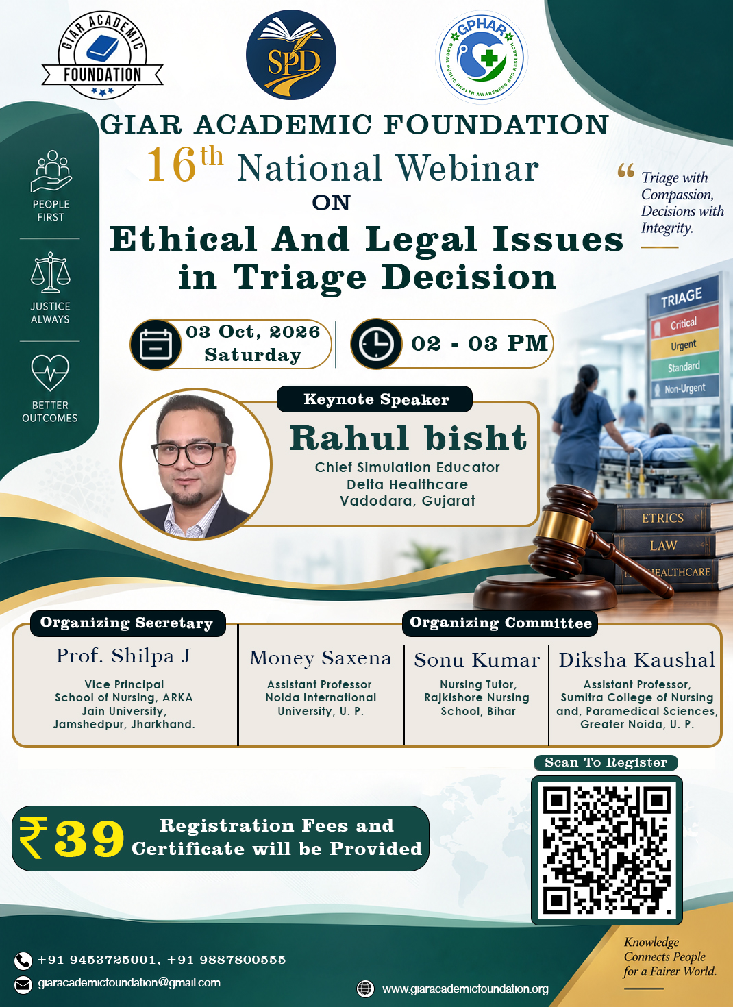 16th National Webinar on Ethical and Legal Issues in Triage Decision