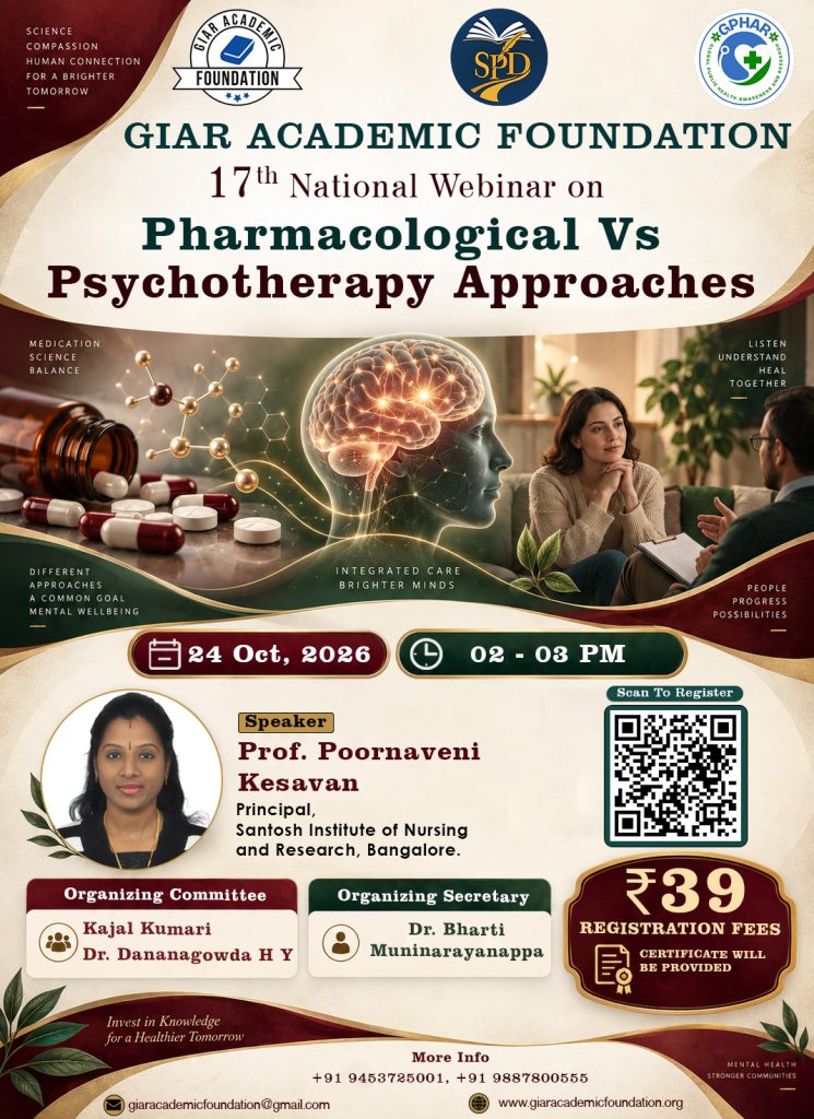 17th National Webinar on Pharmacological vs Psychotherapy Approaches